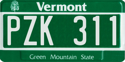 VT license plate PZK311