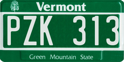 VT license plate PZK313