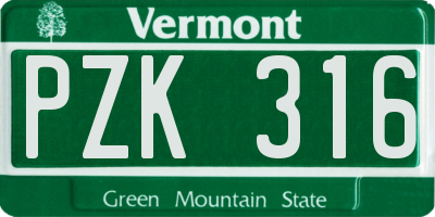 VT license plate PZK316