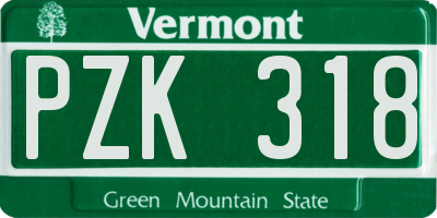 VT license plate PZK318