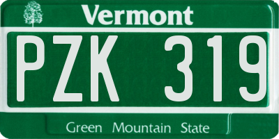 VT license plate PZK319