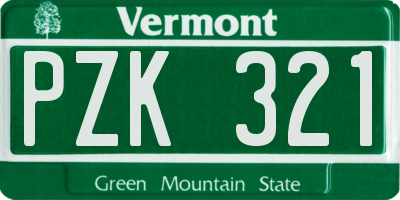 VT license plate PZK321