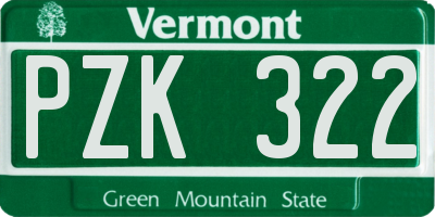 VT license plate PZK322