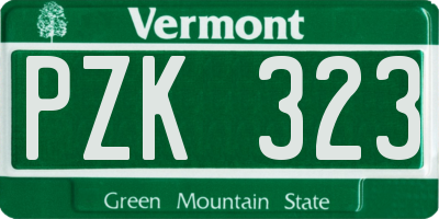 VT license plate PZK323