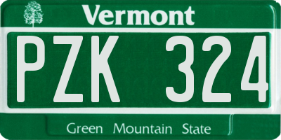 VT license plate PZK324