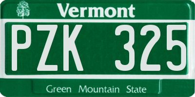VT license plate PZK325