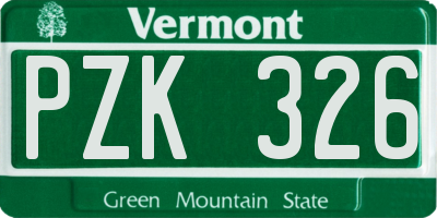 VT license plate PZK326