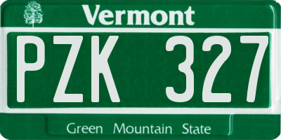 VT license plate PZK327