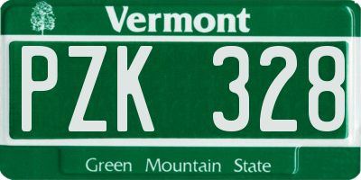 VT license plate PZK328