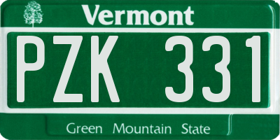 VT license plate PZK331