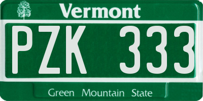 VT license plate PZK333