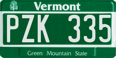VT license plate PZK335