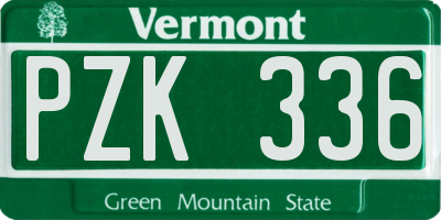 VT license plate PZK336