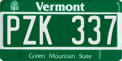 VT license plate PZK337