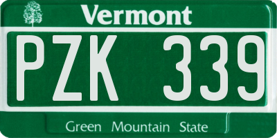 VT license plate PZK339