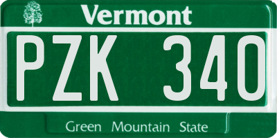 VT license plate PZK340