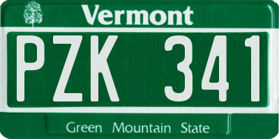 VT license plate PZK341
