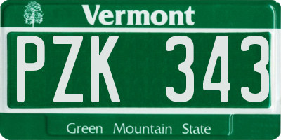 VT license plate PZK343