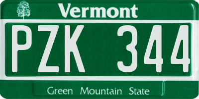 VT license plate PZK344