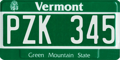 VT license plate PZK345