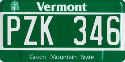 VT license plate PZK346