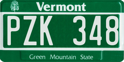 VT license plate PZK348