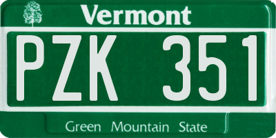 VT license plate PZK351