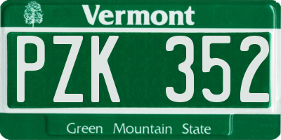 VT license plate PZK352