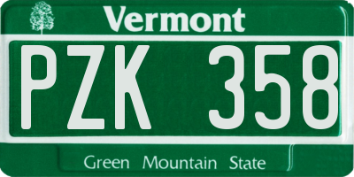 VT license plate PZK358
