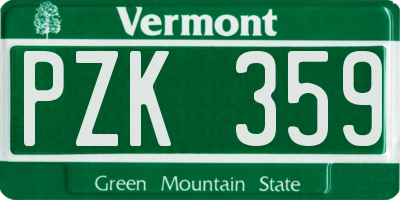 VT license plate PZK359