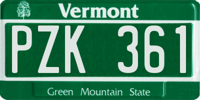 VT license plate PZK361