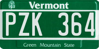 VT license plate PZK364