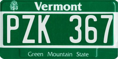 VT license plate PZK367