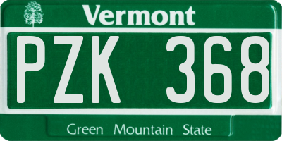 VT license plate PZK368