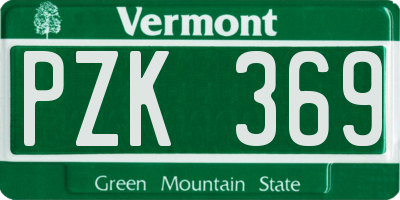 VT license plate PZK369