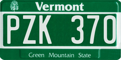 VT license plate PZK370