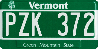 VT license plate PZK372