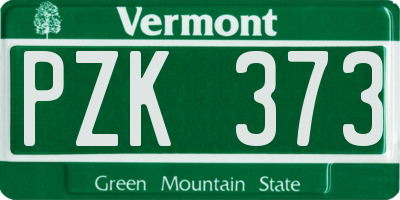 VT license plate PZK373