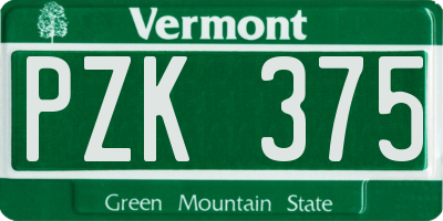 VT license plate PZK375