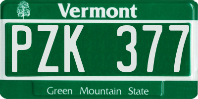 VT license plate PZK377