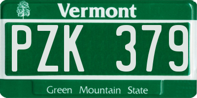 VT license plate PZK379