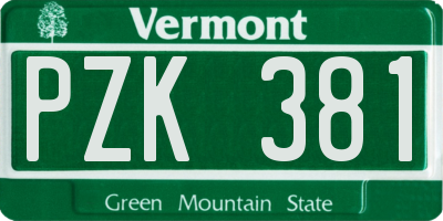 VT license plate PZK381