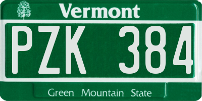 VT license plate PZK384