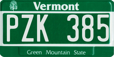 VT license plate PZK385