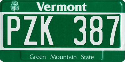 VT license plate PZK387