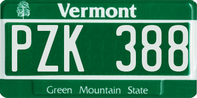 VT license plate PZK388