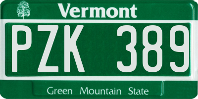 VT license plate PZK389