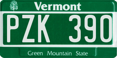 VT license plate PZK390