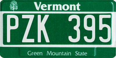 VT license plate PZK395