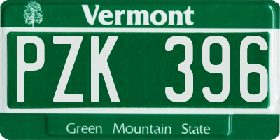 VT license plate PZK396